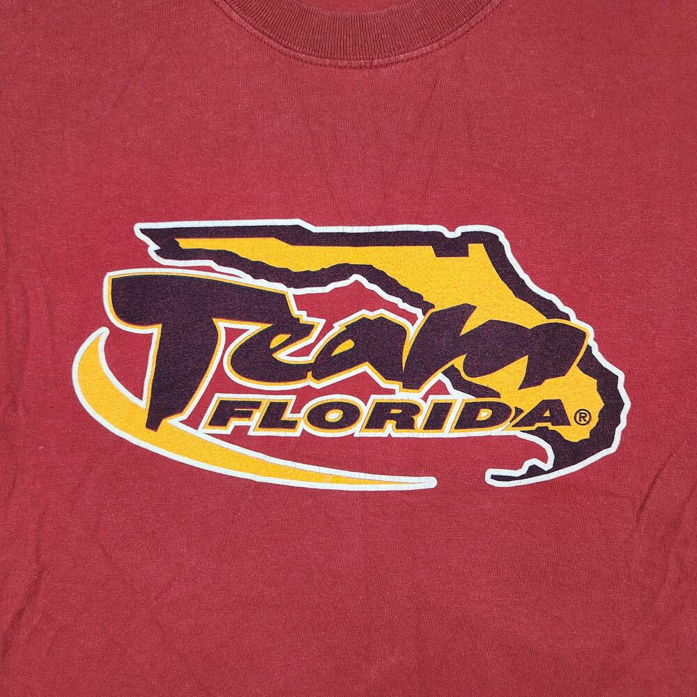 Vintage Team Florida Church Of God Shirt Mens Medium Red Graphic Logo Talent Y2k